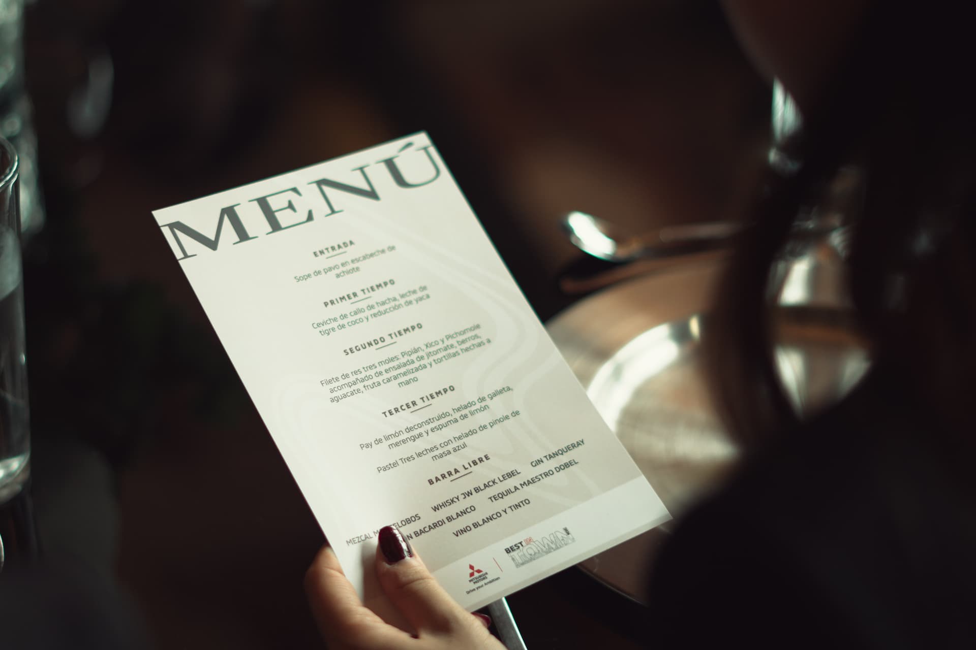 Menú de la experiencia gastronómica