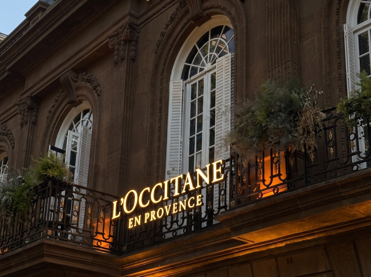 L'Occitane x Sofitel — fachada iluminada